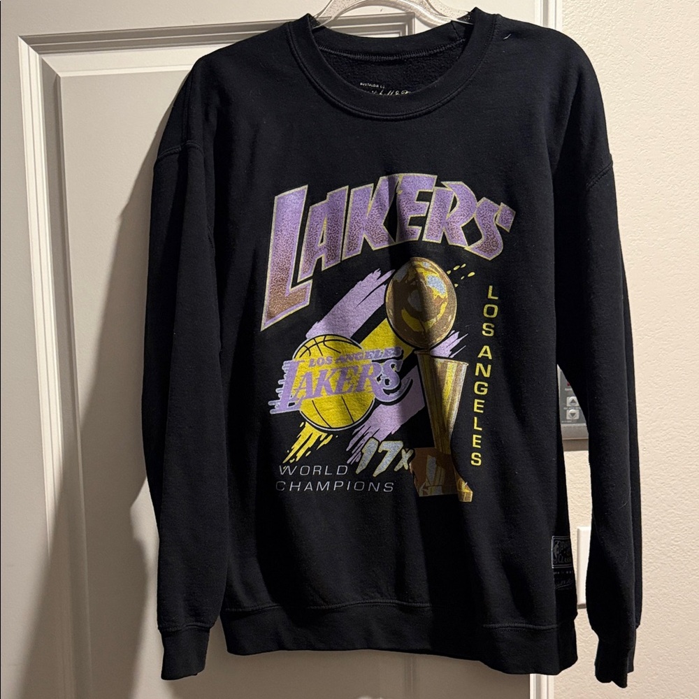 Mitchell & Ness Black and Purple Lakers Crewneck Sweater